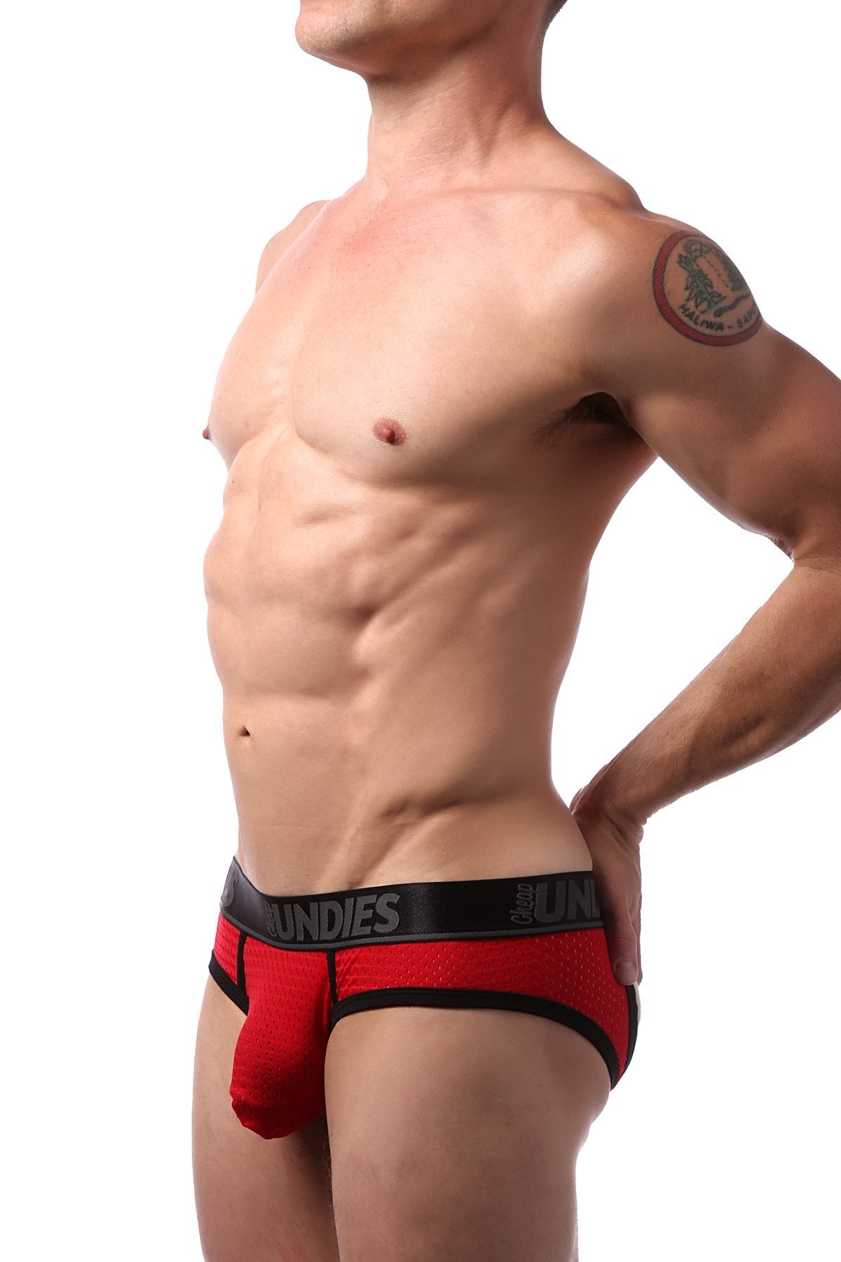 CheapUndies Red Sport Mesh Jockbrief
