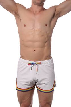 CheapUndies White Retro Rainbow Shorts thumbnail 3