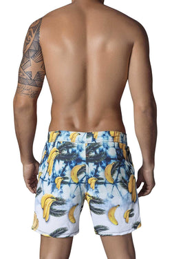 Clever White/Green Bananas Long Swim Short thumbnail 2