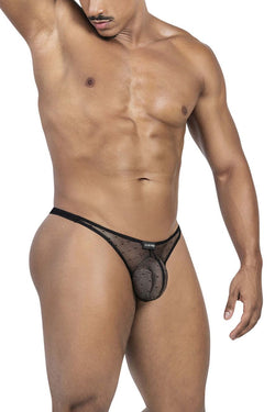 Clever Moda Men's Underwear 100008 3PK Autralian Latin Thongs Color Black-Orange-Black thumbnail 4