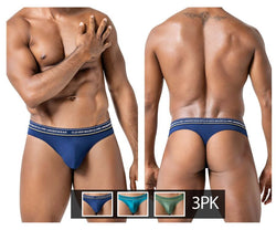 Clever Moda Men's Underwear 100010 3PK Australian Latin Thongs Color Blue-Petrol-Green thumbnail 1