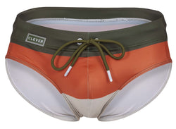 Clever Moda Men's swimwear 1802 Wave Swim Briefs Color Green thumbnail 4