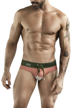 Clever Moda Men's swimwear 1802 Wave Swim Briefs Color Green thumbnail 2