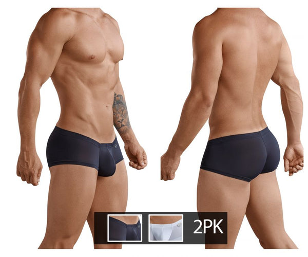 Clever Moda Men's Underwear 229924 2PK Australian Trunks Color Black-White