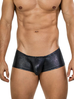 Clever Moda Men's Underwear 26043 Atlas Trunks in Sleek Black Metallic thumbnail 2