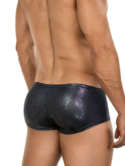 Clever Moda Men's Underwear 26043 Atlas Trunks in Sleek Black Metallic thumbnail 3