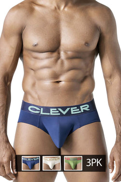 Clever Moda Men's Underwear 519968 3PK Australian Latin Briefs Color Beige-Blue-Green thumbnail 2