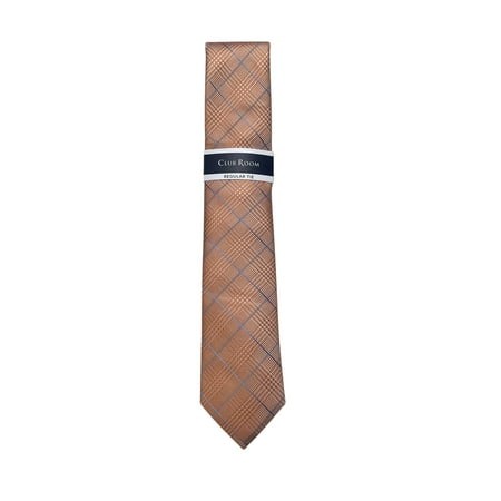 Club Room Classic Fit Tie Necktie One Size Orange Plaid