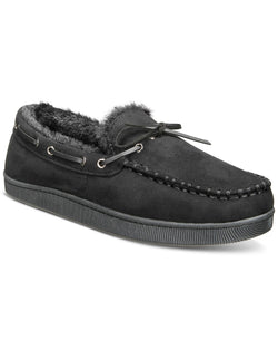 Club Room Faux-Suede Moccasin Slippers with Faux-Fur Lining thumbnail 1