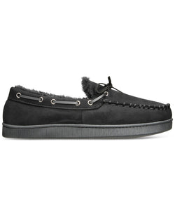 Club Room Faux-Suede Moccasin Slippers with Faux-Fur Lining thumbnail 2