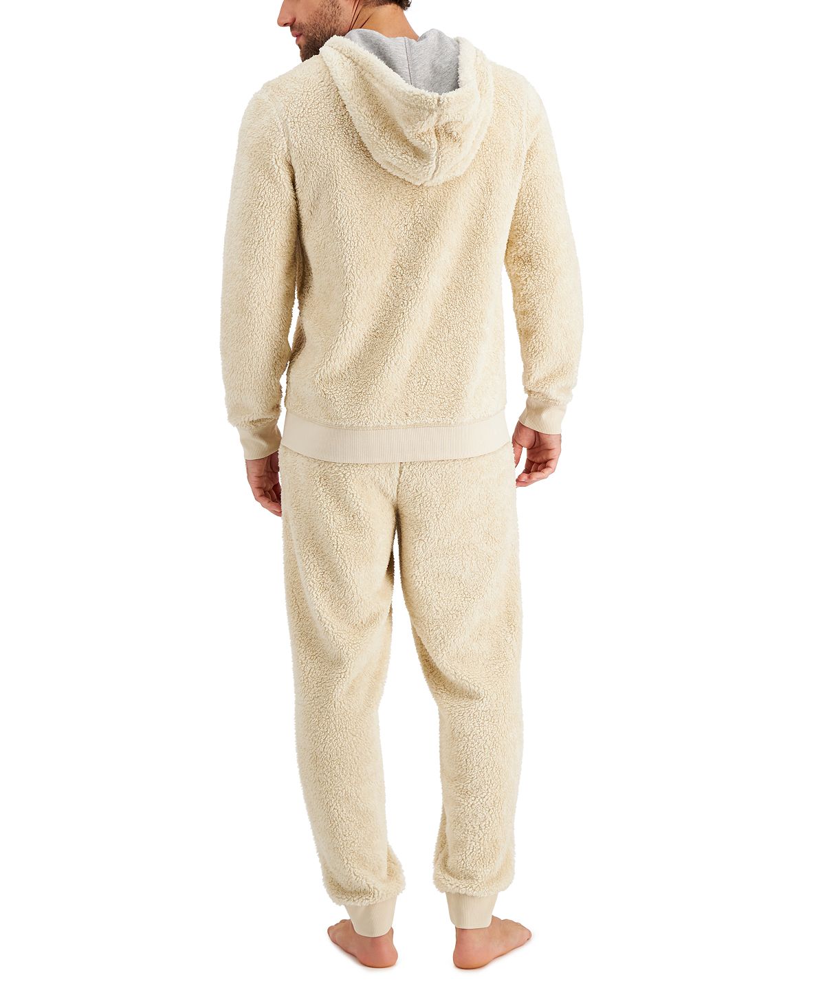 Club Room Fleece Reversible Pajama Hoodie Beige