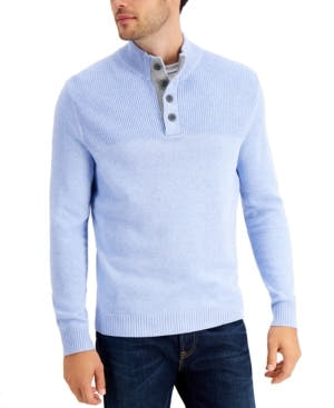 Club Room Men's Ribbed Four-Button Sweater blue yonder