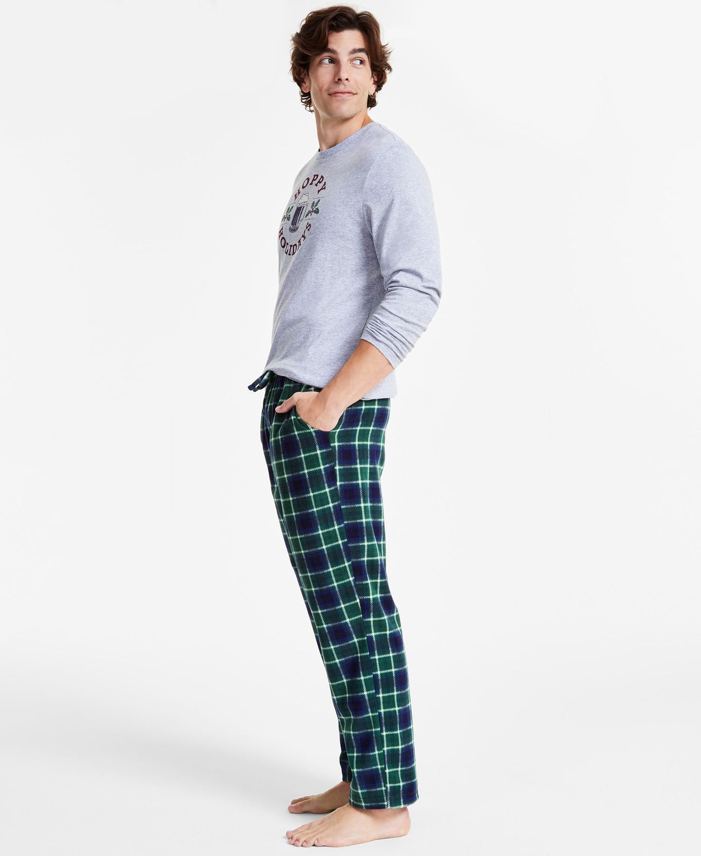 Club Room Plaid Fleece Pajama Top & Pants Set