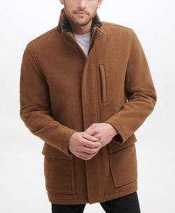 Cole Haan Wool Plush Car Coat Camel thumbnail 3