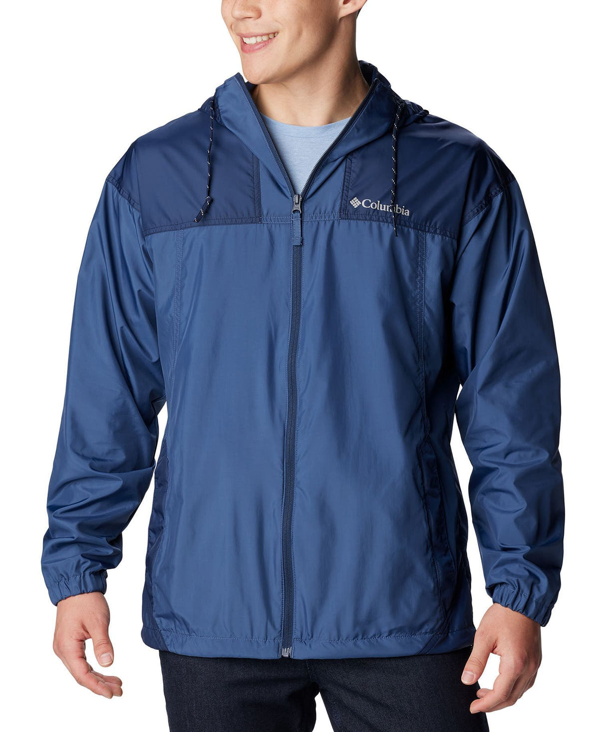 Columbia Flash Challenger™ Colorblocked Packable Full-Zip Hooded Windbreaker