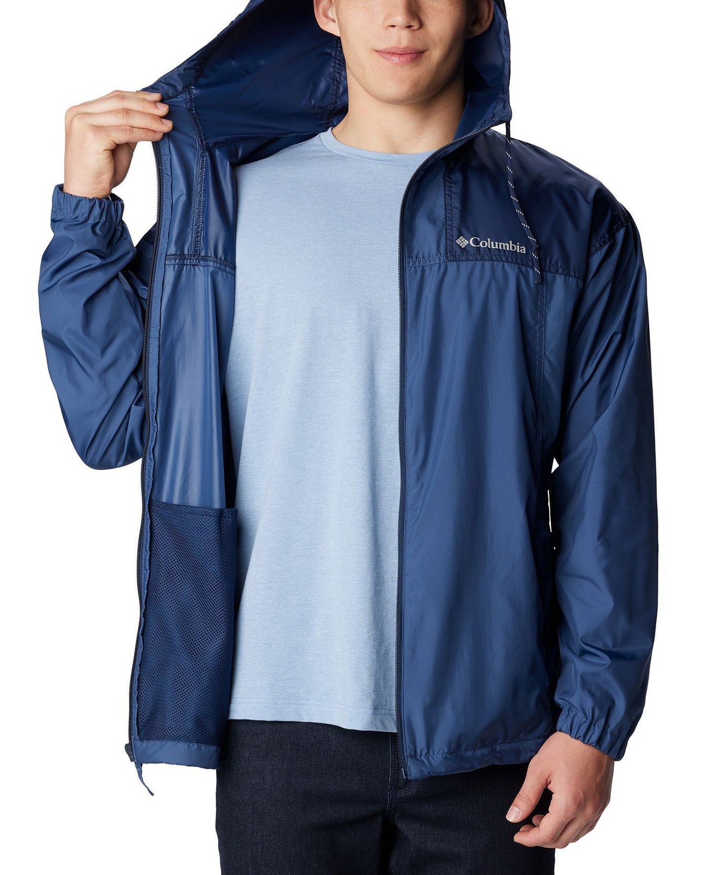 Columbia Flash Challenger™ Colorblocked Packable Full-Zip Hooded Windbreaker