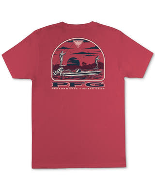 Columbia Regular Fit Short Sleeve Graphic T - Shirt Shirt Red Solid