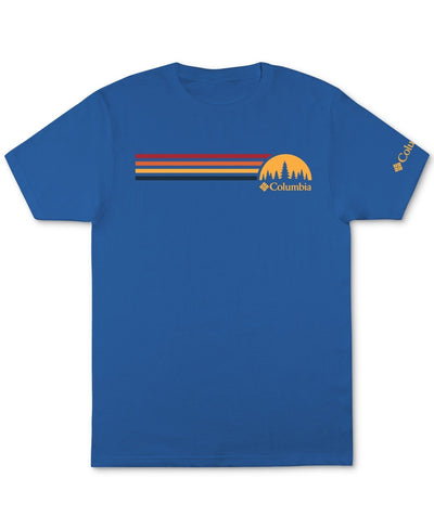 Columbia Striped Logo Graphic T - Shirt - Vivid Blue