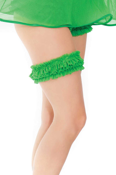 Coquette Green Ruffle Leg Garter