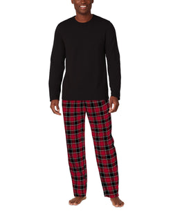 Cuddl Duds Cozy Lodge 2-Pc. Solid French Terry Sweatshirt & Plaid Pajama Pants Set thumbnail 1