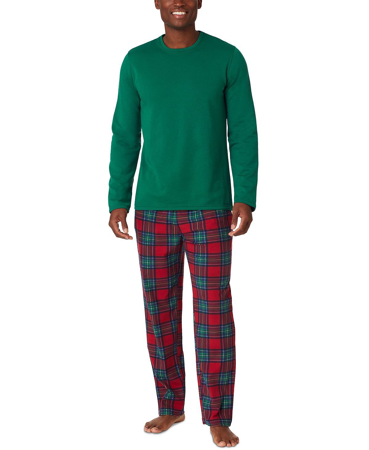 Cuddl Duds Cozy Lodge Printed Bottom Pajama Set Red Plaid