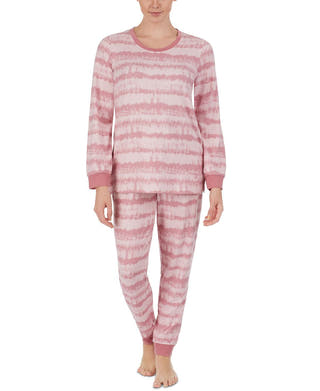 Cuddl Duds Printed Top & Jogger Pants Loungewear Set Pink Print