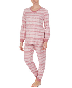 Cuddl Duds Printed Top & Jogger Pants Loungewear Set Pink Print thumbnail 2