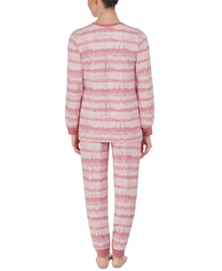 Cuddl Duds Printed Top & Jogger Pants Loungewear Set Pink Print thumbnail 3