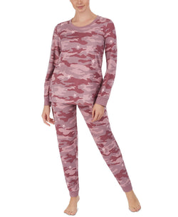 Cuddl Duds Printed Top & Jogger Pants Loungewear Set Purple thumbnail 1