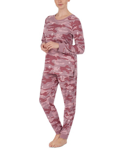 Cuddl Duds Printed Top & Jogger Pants Loungewear Set Purple thumbnail 2