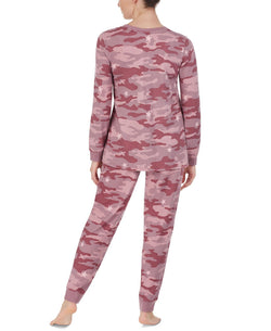 Cuddl Duds Printed Top & Jogger Pants Loungewear Set Purple thumbnail 3