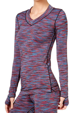 CuddlDuds Blue/Plum Space-Dye Flex-Fit V-Neck Top thumbnail 4