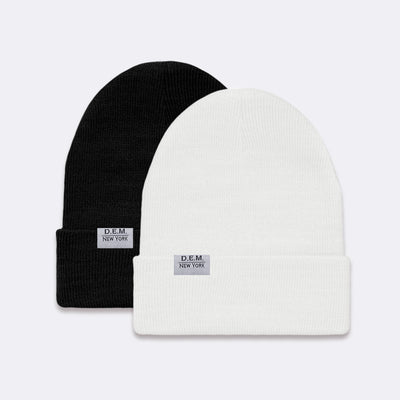 D.E.M. New York Black and Ivory 2-Pack Beanie Hats