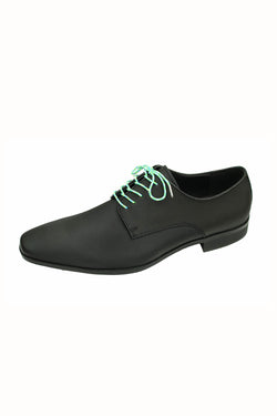 DIBI Bright Green, Blue, & White Dress Shoelaces w/ Silver Aglets thumbnail 3