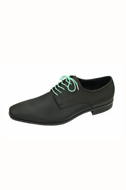 DIBI Bright Green, Blue, & White Dress Shoelaces w/ Silver Aglets thumbnail 3