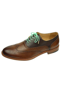 DIBI Bright-Green & Blue Dress Shoelaces w/ Gold Aglets thumbnail 2
