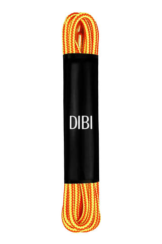 DIBI Bright-Red/Yellow Striped Dress Shoelaces w/ Gold Aglets