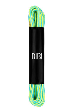 DIBI Bright-Yellow & Blue Striped Dress Shoelaces w/ Gold Aglets thumbnail 1