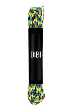 DIBI Burgundy/Blue/Yellow Patterned Dress Shoelaces w/ Silver Aglets thumbnail 1