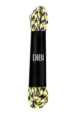 DIBI Navy/Yellow/White Patterned Dress Shoelaces w/ Silver Aglets thumbnail 1