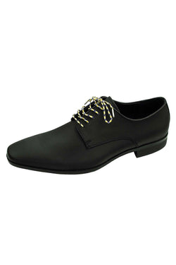 DIBI Navy/Yellow/White Patterned Dress Shoelaces w/ Silver Aglets thumbnail 3