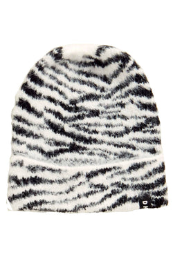 DKNY Black/White Fuzzy Animal Print Beanie thumbnail 2