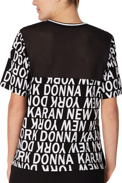 DKNY Black/White Logo Print Ringer Lounge Tee thumbnail 2