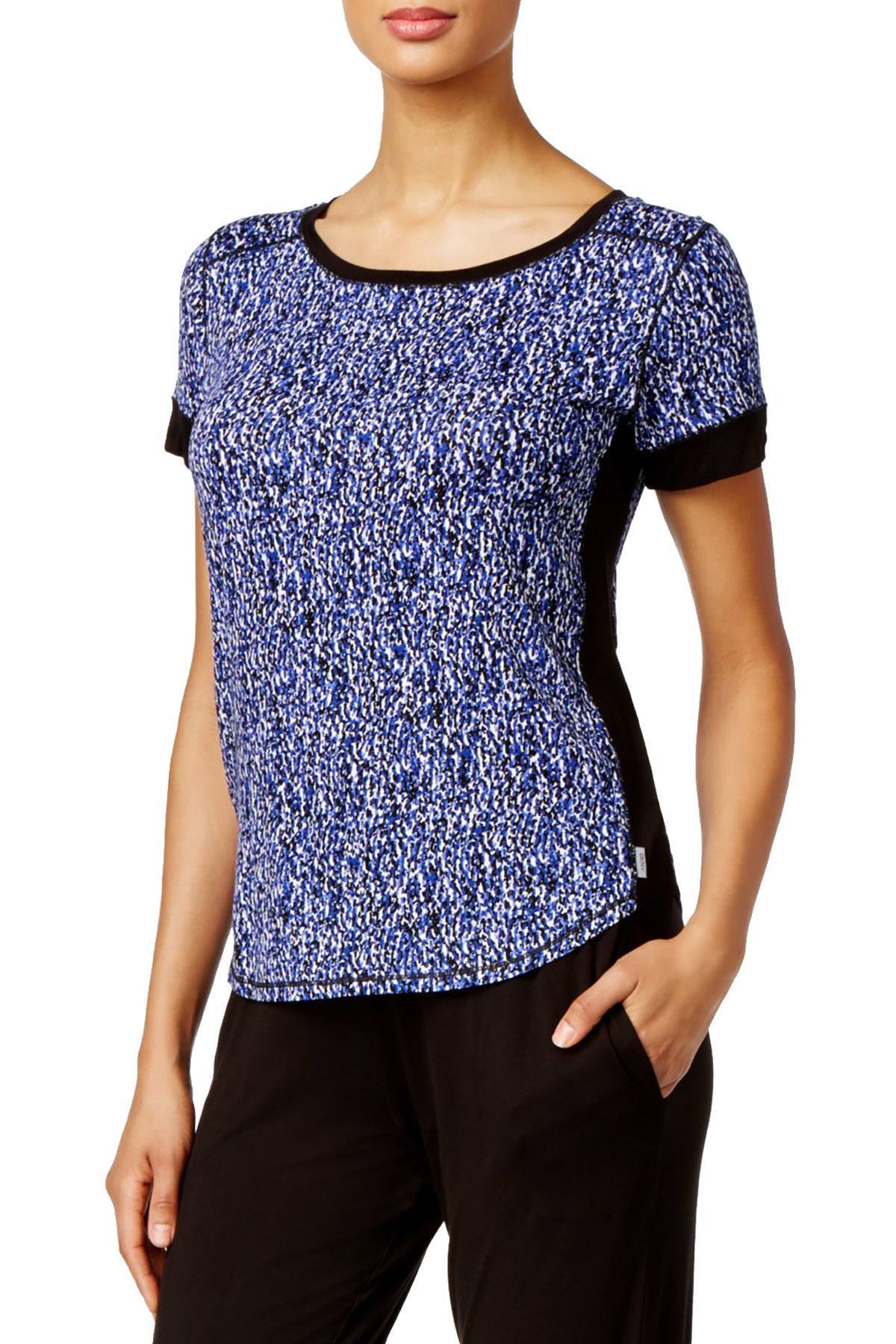DKNY Blue/Black Printed Short-Sleeve Lounge Top