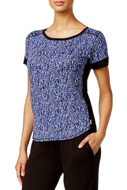 DKNY Blue/Black Printed Short-Sleeve Lounge Top thumbnail 4