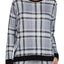 DKNY Grey-Plaid Contrast-Trim Lounge Top