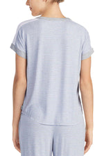 DKNY Heather Stripe Contrast Trim Lounge Tee