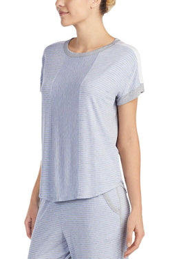 DKNY Heather Stripe Contrast Trim Lounge Tee thumbnail 1