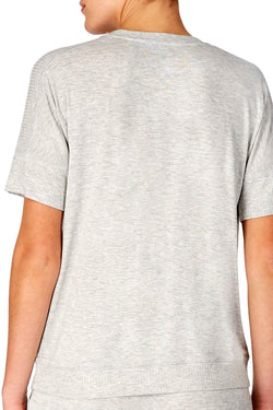 DKNY Lt Heather Grey Ribbed Trim Knit Pajama Top thumbnail 2