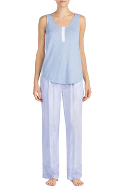 DKNY Periwinkle-Grid Contrast-Stripe Tank Top thumbnail 4